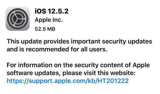 梧州苹果手机维修分享iOS12.5.2发布，建议所有老苹果用户安装 